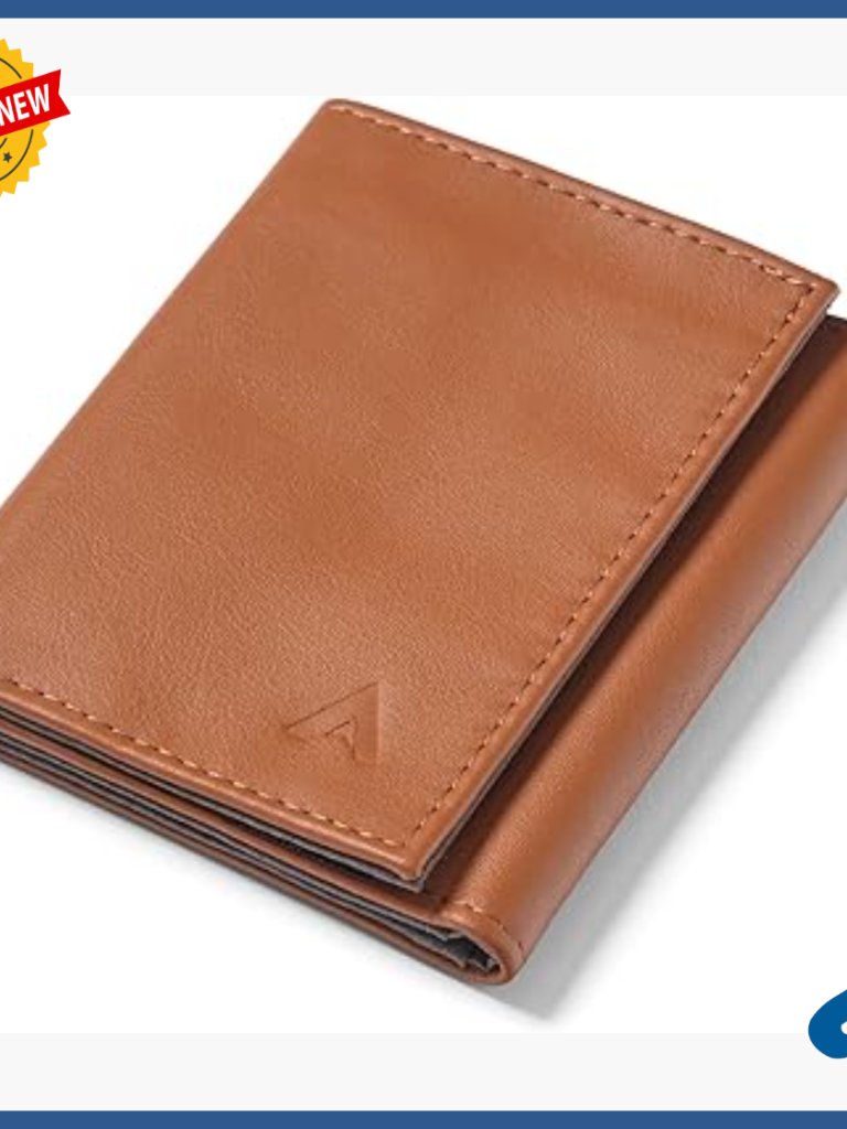 Slim Rfid Blocking Leather Trifold Wallet With Coin Pocket